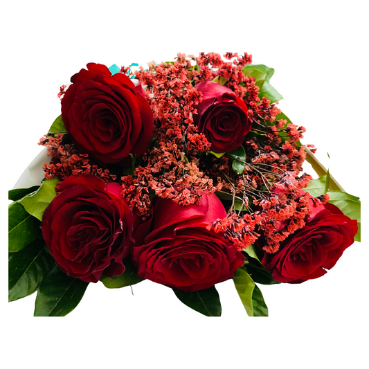 Red Roses with Rustic Fillers