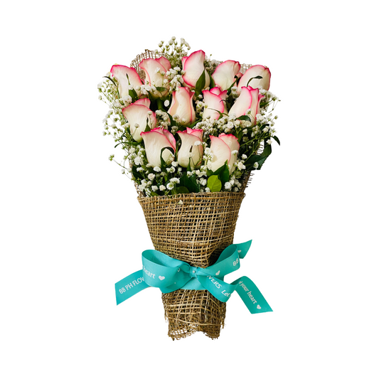 Signature Two Tone Rose with Baby's Breath