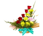 Red Roses and Lime Green Carnations